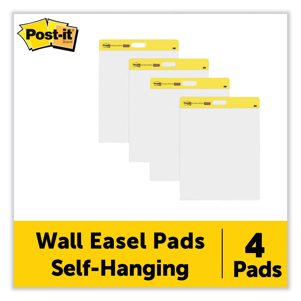 Post-it Self-Stick Wall Pad, Unruled, 20 x 23, White, 20 Sheets/Pad, 2 Pads/Pack, 2 Packs/Carton