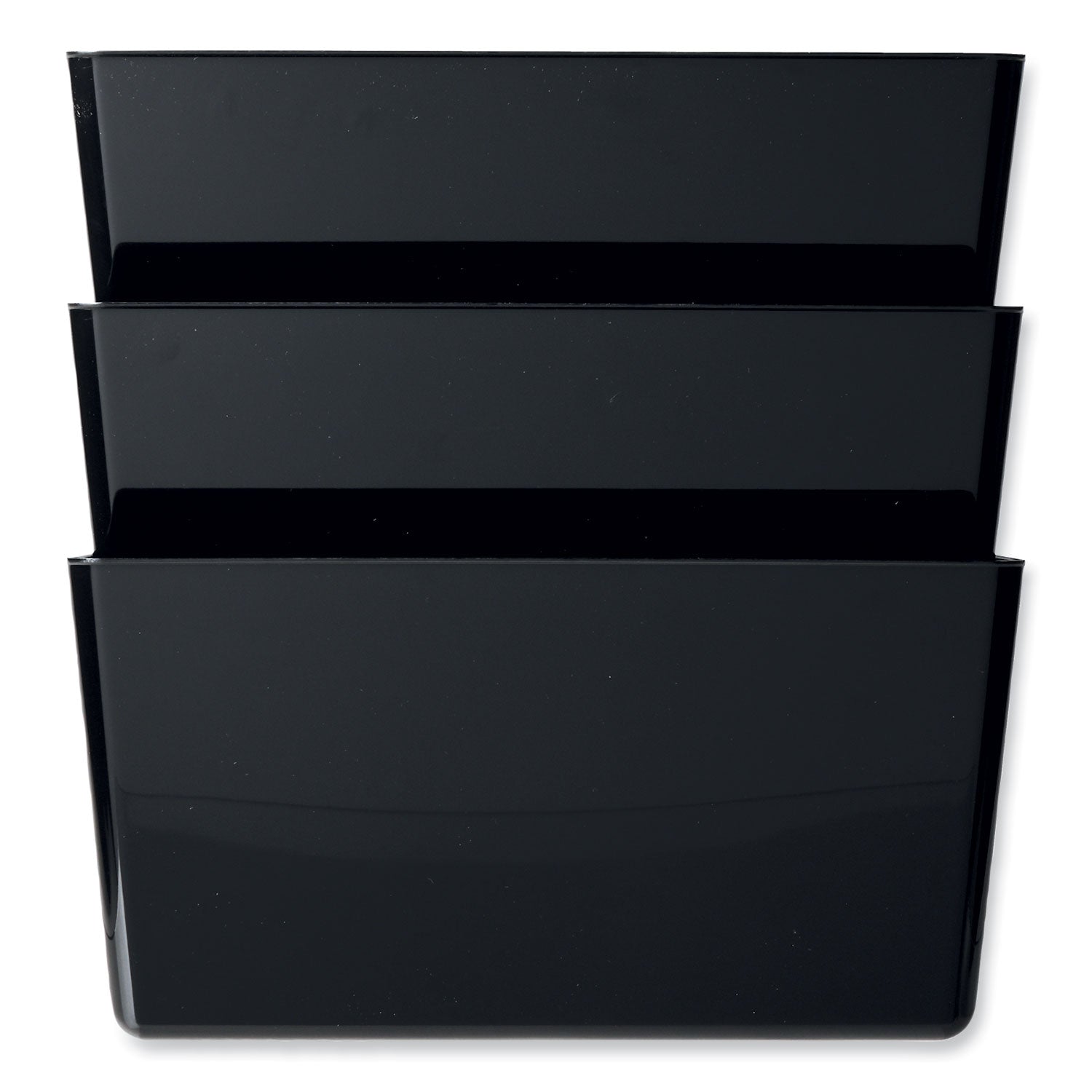 deflecto DocuPocket Stackable Three-Pocket Partition Wall File, 3 Sections, Letter Size, 13" x 4", Black
