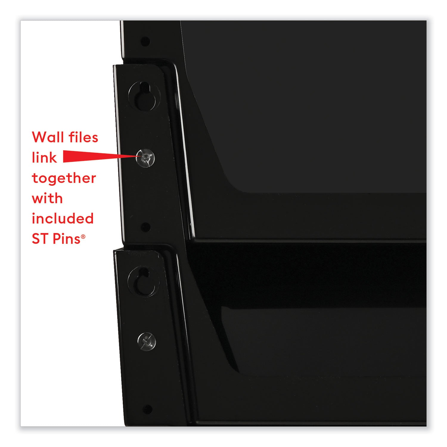 deflecto DocuPocket Stackable Three-Pocket Partition Wall File, 3 Sections, Letter Size, 13" x 4", Black