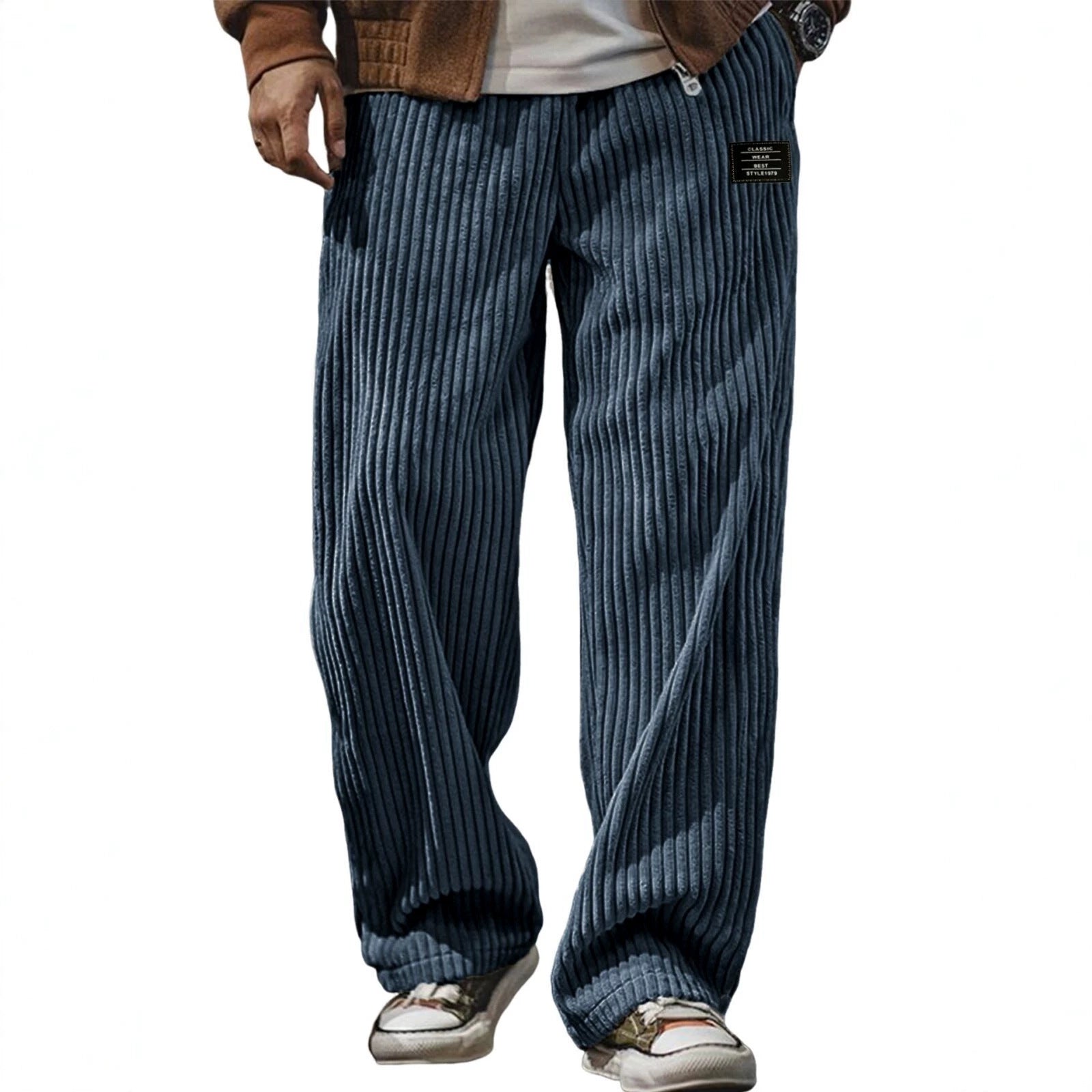 Pocket-embroidered Black-label Loose Straight-leg Casual Pants