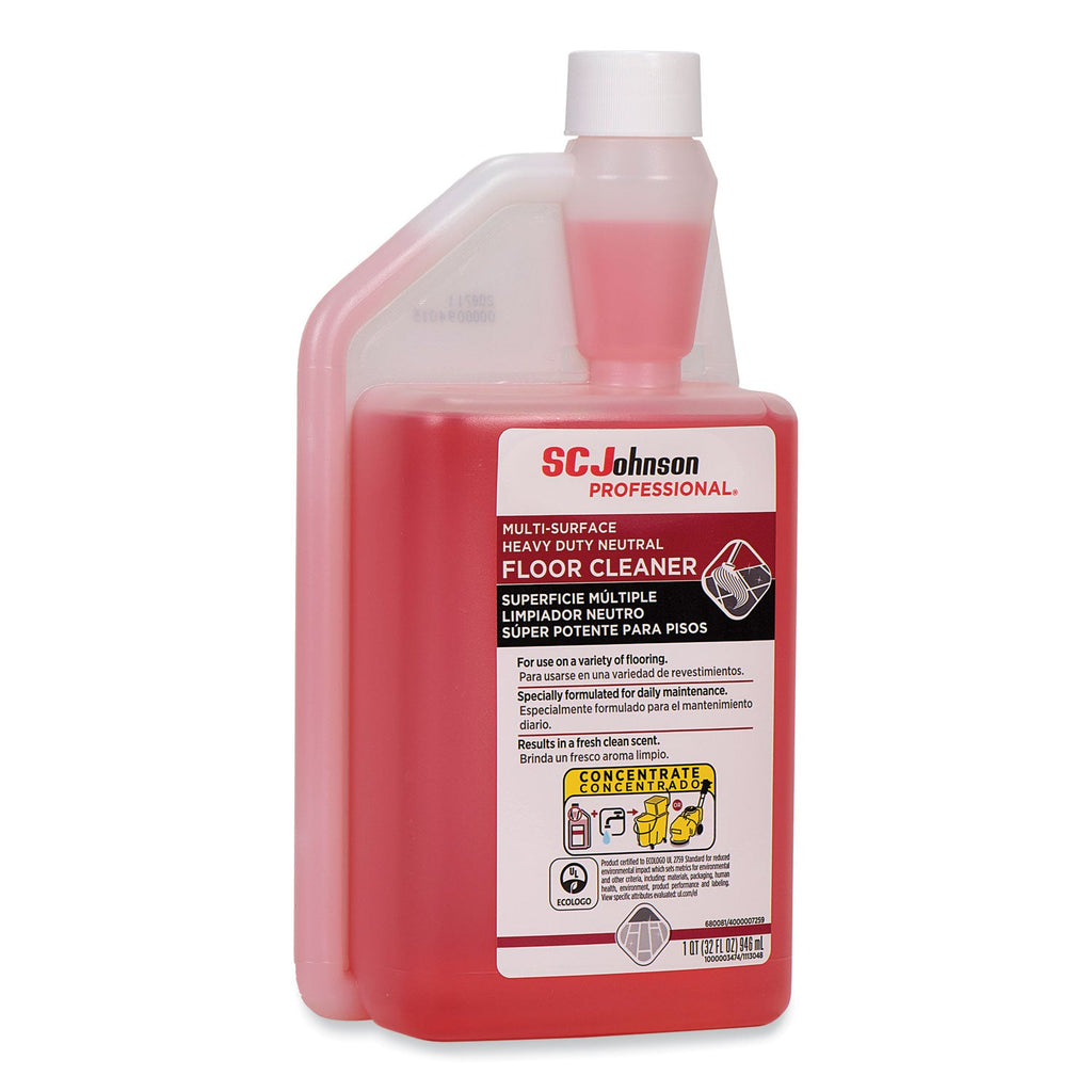 SC Johnson Professional Heavy Duty Neutral Floor Cleaner, Fresh Scent, 32 oz Squeeze and Pour Bottle, 6/Carton