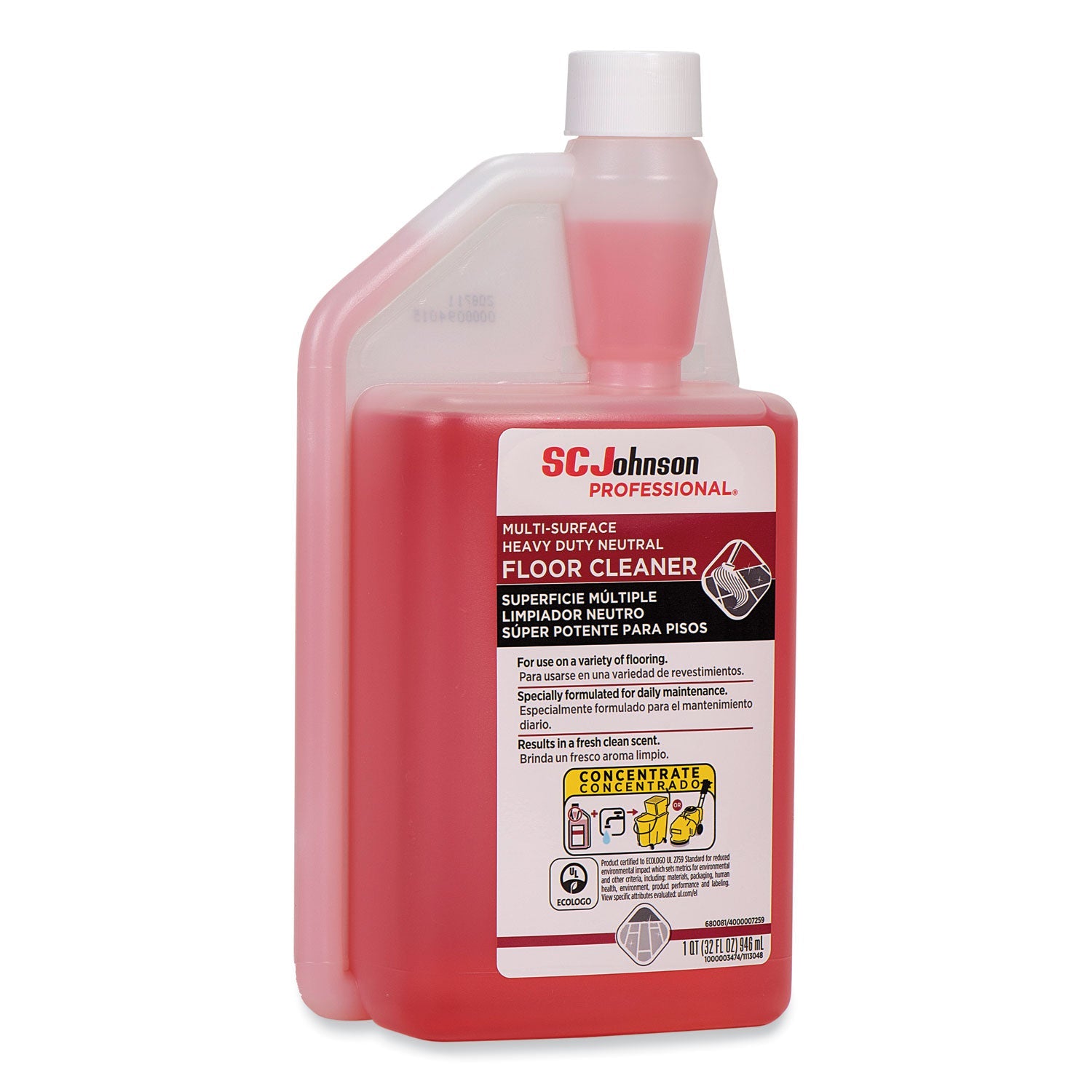 SC Johnson Professional Heavy Duty Neutral Floor Cleaner, Fresh Scent, 32 oz Squeeze and Pour Bottle, 6/Carton