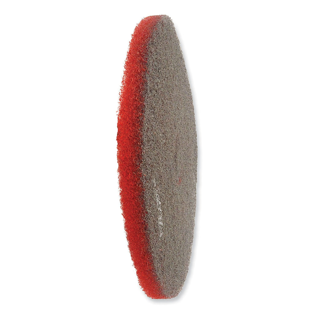 SC Johnson Professional EZ CARE Heavy Duty Scrub Pad, 16" Diameter, Red/Gray, 5/Carton