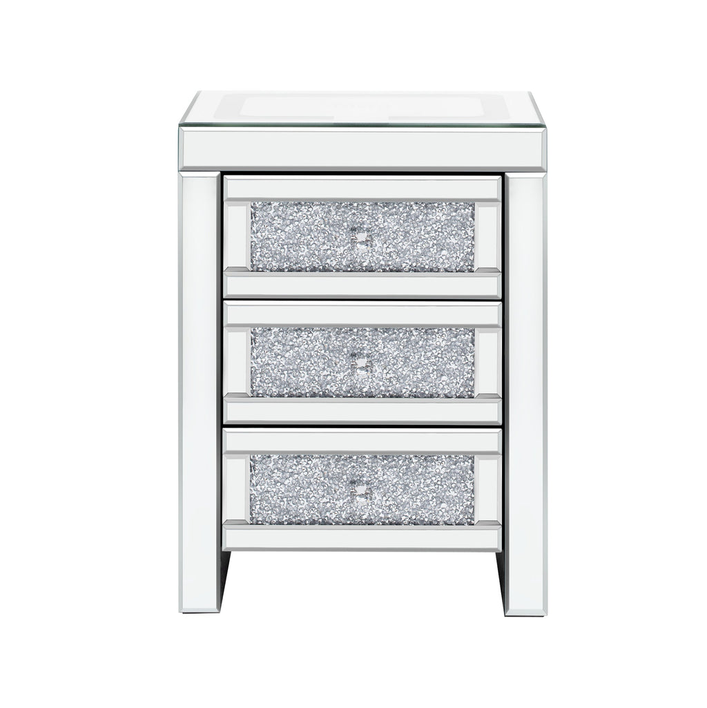U-Can 15.7 "W silver rectangular mirror coffee table with wireless and USB charging function, LED lights, crystal style handle