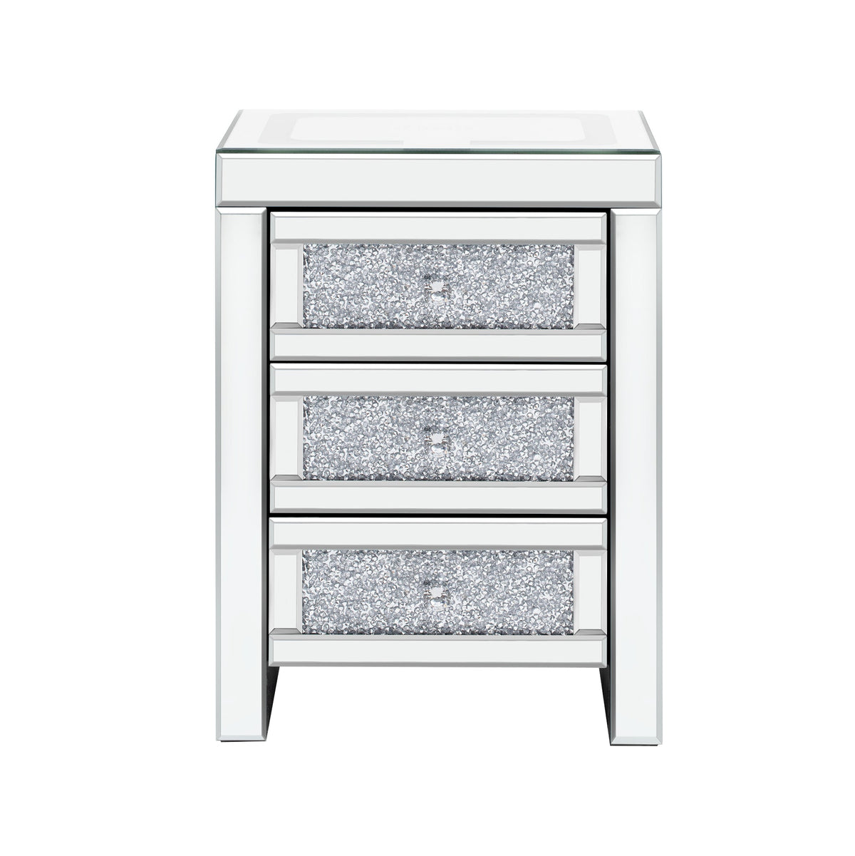 U-Can 15.7 "W silver rectangular mirror coffee table with wireless and USB charging function, LED lights, crystal style handle