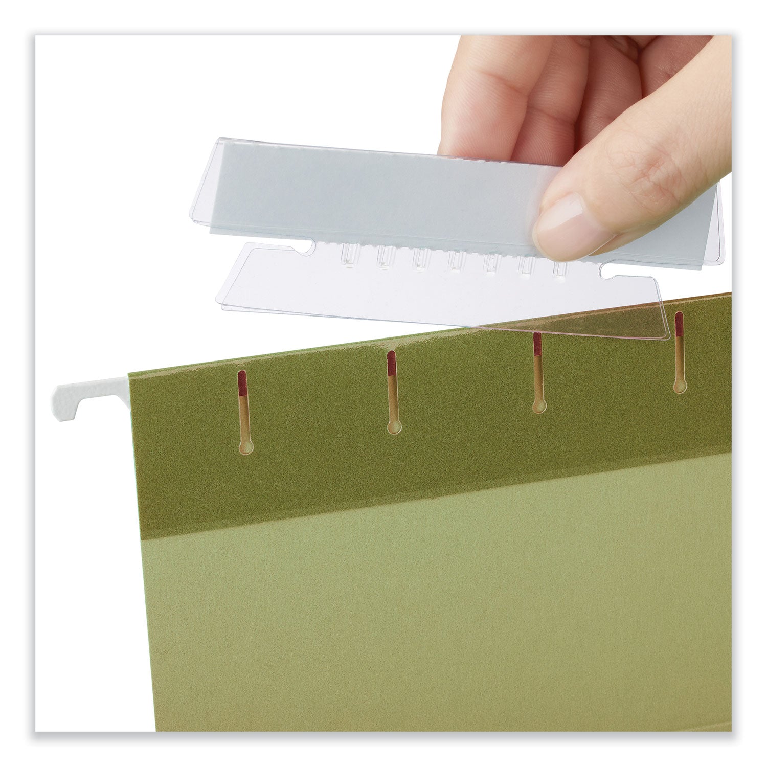 Universal Hanging File Folder Plastic Index Tabs, 1/3-Cut, Clear, 3.7" Wide, 50/Pack
