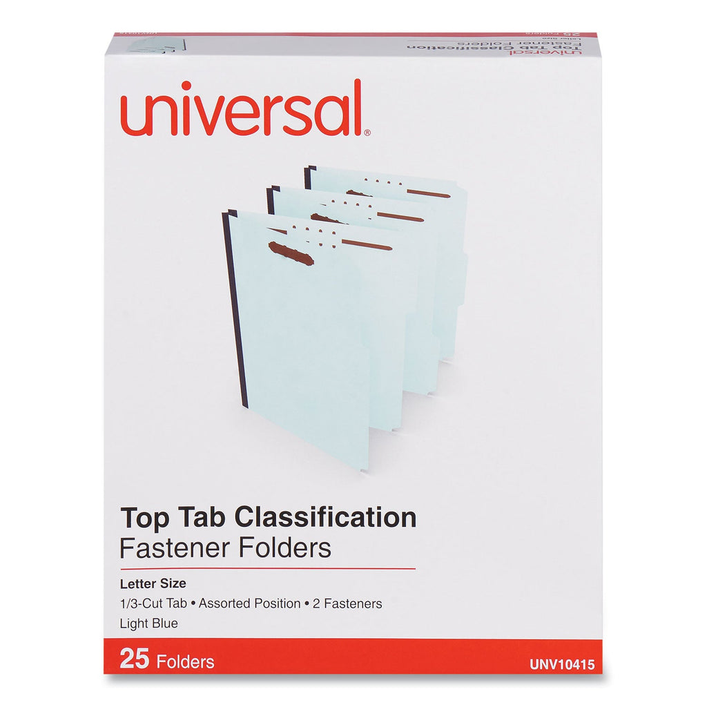 Universal Top Tab Classification Folders, 1" Expansion, Letter Size, Light Blue, 25/Box