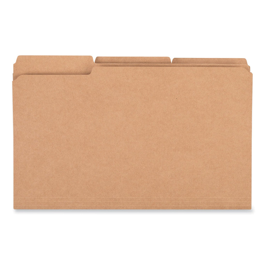 Universal Reinforced Kraft Top Tab File Folders, 1/3-Cut Tabs: Assorted, Legal Size, 0.75" Expansion, Brown, 100/Box