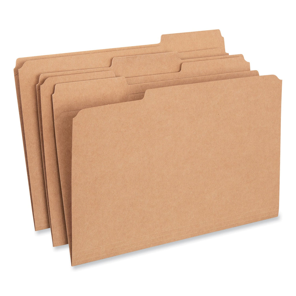 Universal Reinforced Kraft Top Tab File Folders, 1/3-Cut Tabs: Assorted, Legal Size, 0.75" Expansion, Brown, 100/Box