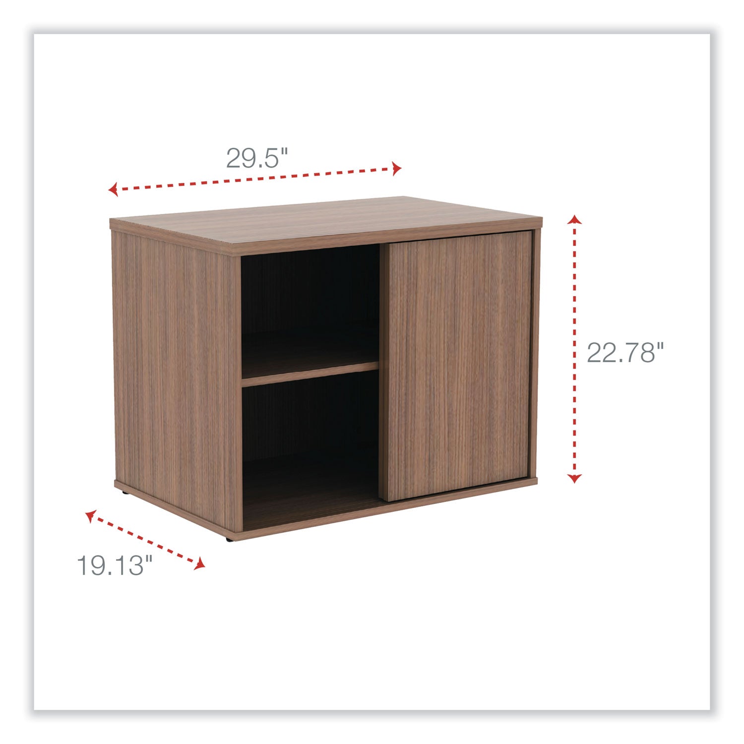 Alera Open Office Low Storage Cabinet Credenza, 29 1/2 x 19 1/8x 22 7/8, Walnut