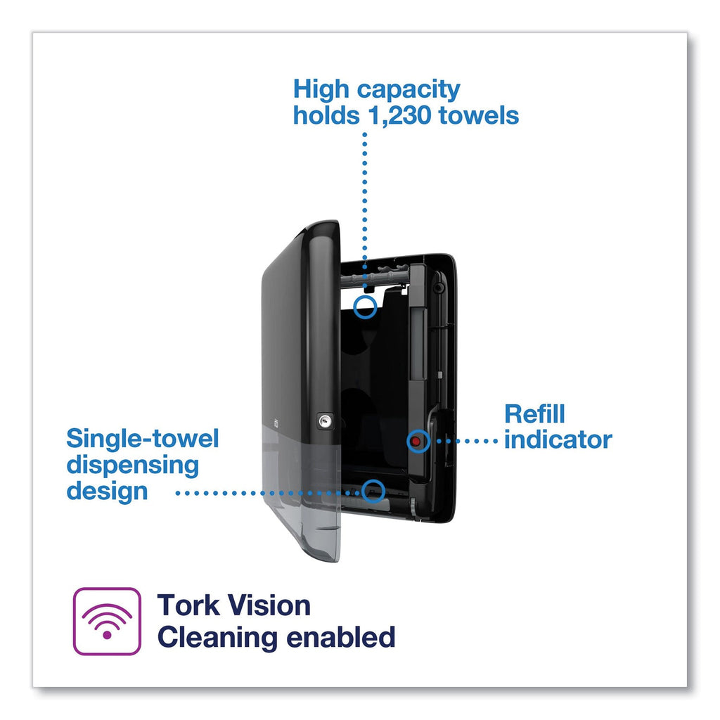 Tork PeakServe Continuous Hand Towel Dispenser, 14.44 x 3.97 x 19.3, Black