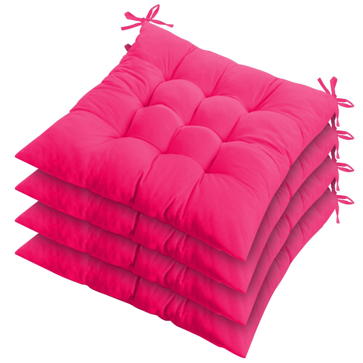 4-Pack Square Chair Cushions – 17.7"x17.7", Tie-On, Soft Pads for Home, Office, Travel