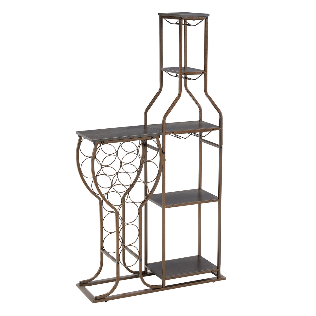 Grey 11 bottle wine grill, 5-layer independent wine rack, with hanging glass rack and storage rack for home wine storage
