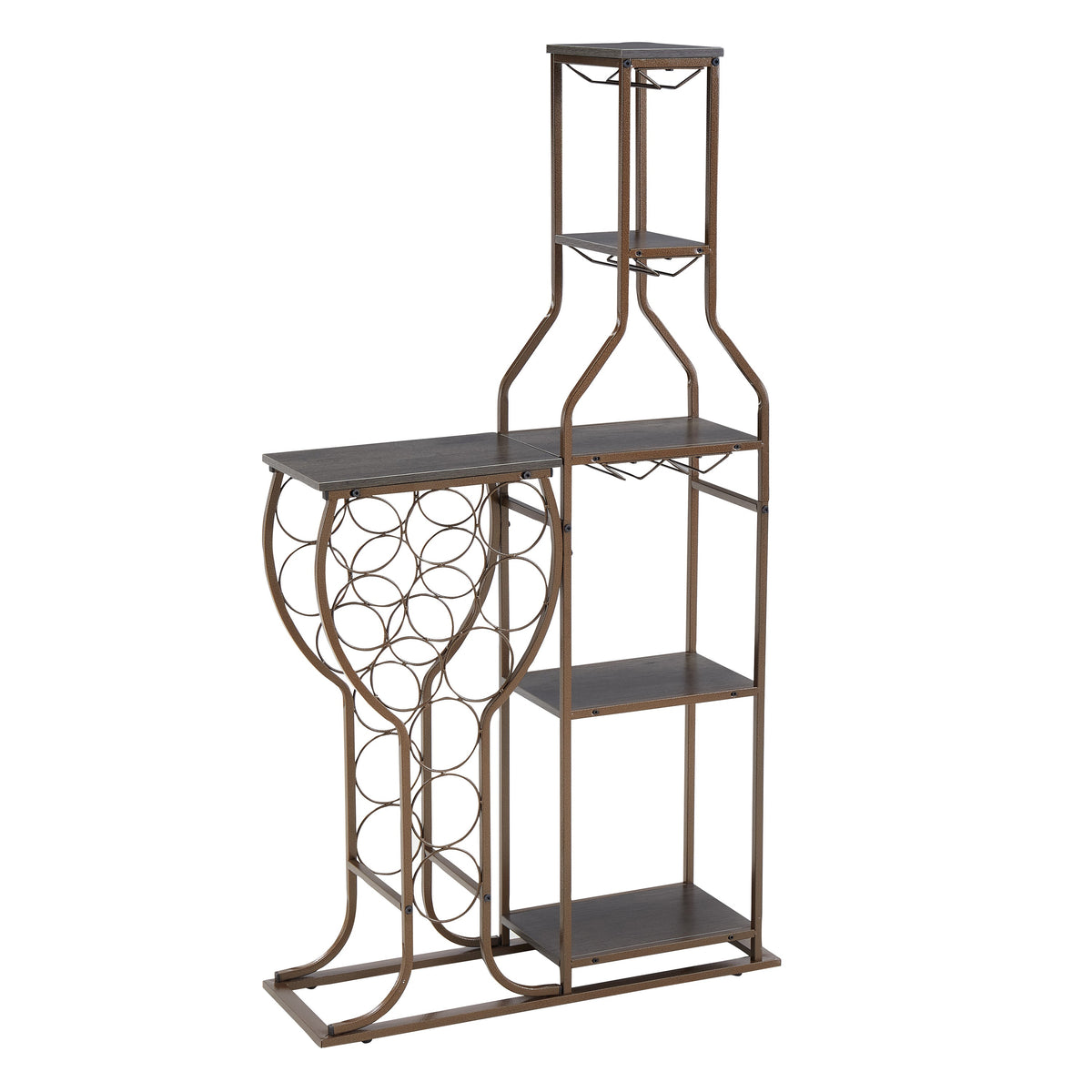Grey 11 bottle wine grill, 5-layer independent wine rack, with hanging glass rack and storage rack for home wine storage