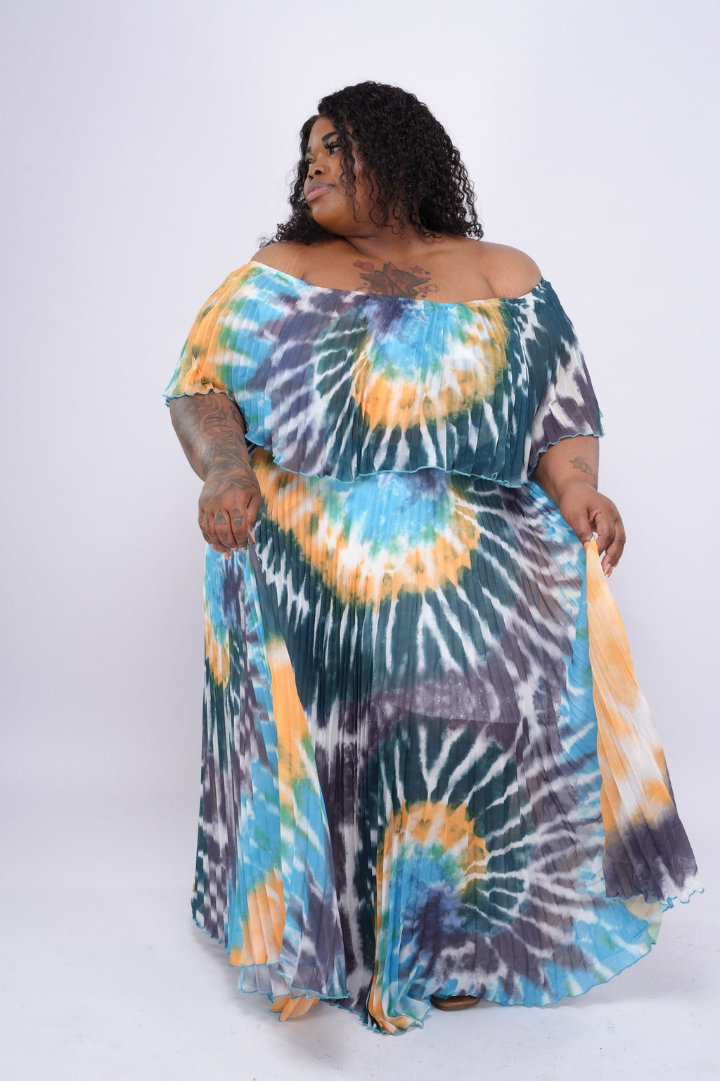 “Bowie” Pleated Maxi Dress