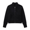 Womens Knitted Long-sleeve Sweater With A Round Neck And Zipper