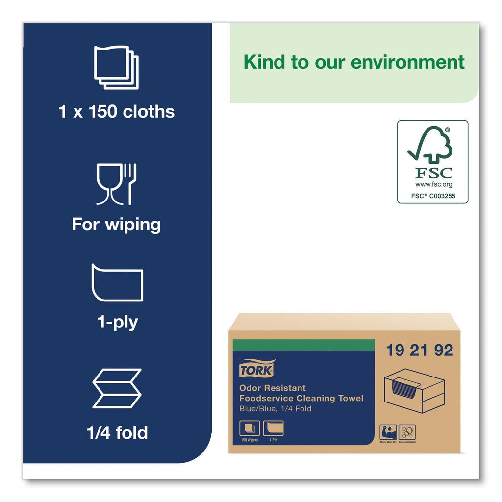 Tork Foodservice Cloth, 13 x 24, Blue, 150/Carton