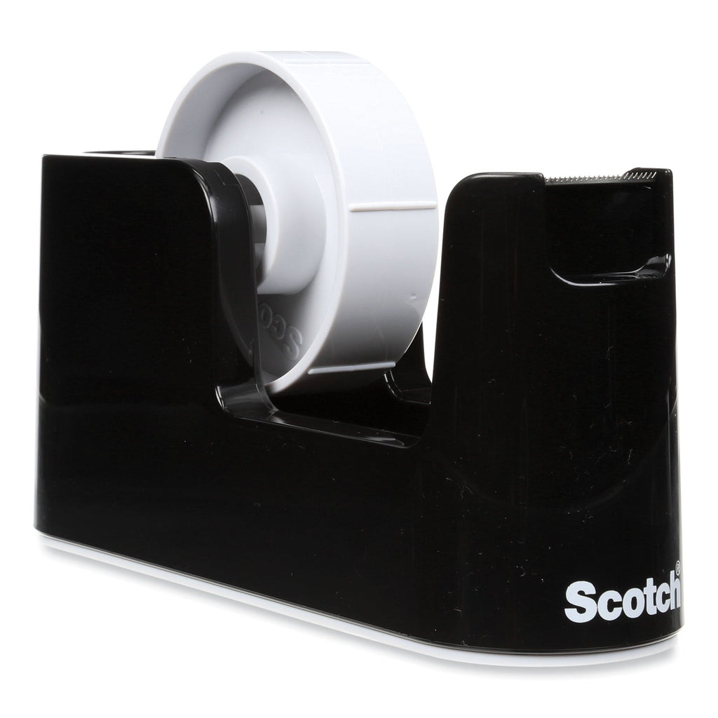 Scotch Heavy Duty Weighted Desktop Tape Dispenser with One Roll of Tape, 3" Core, ABS, Black