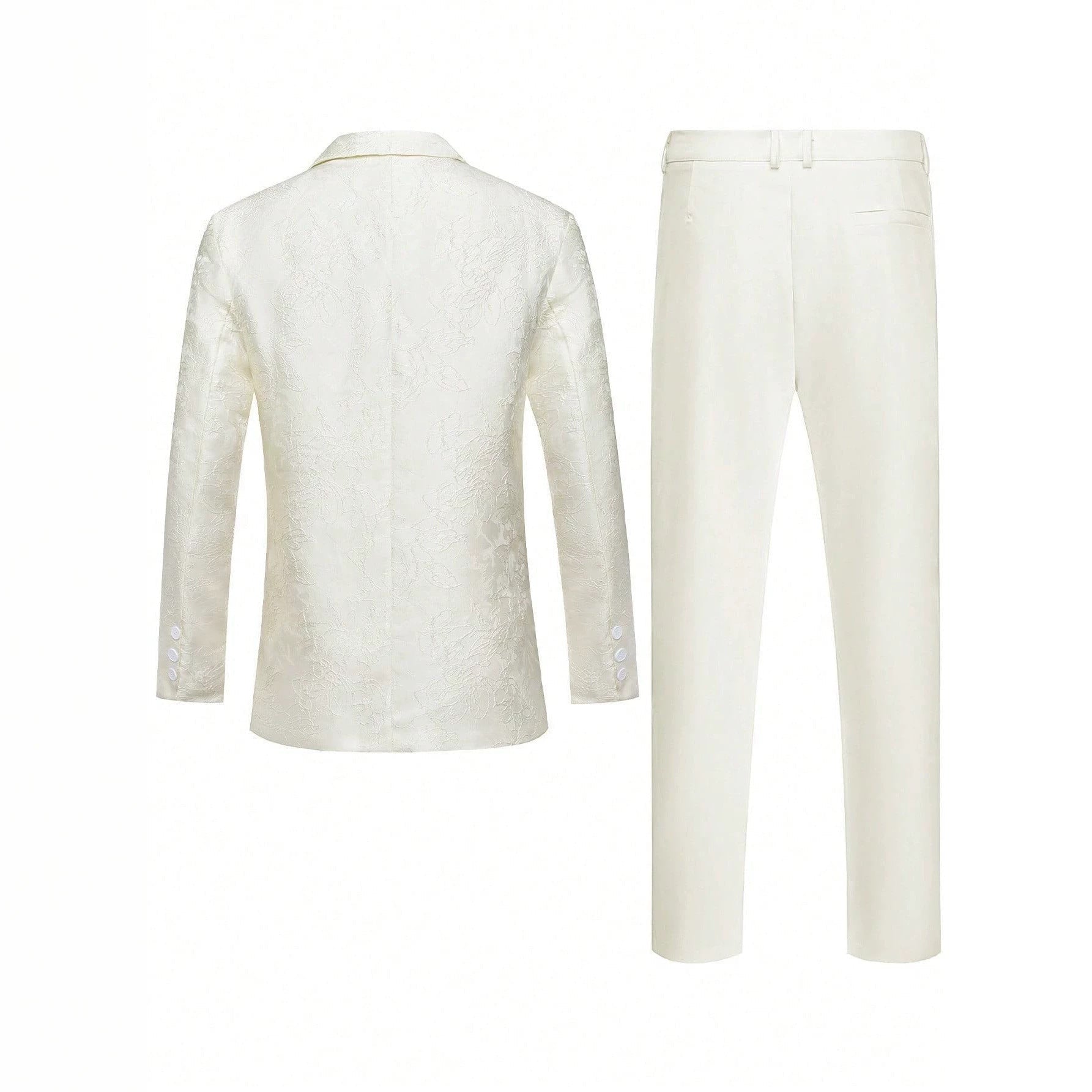 Dark-Pattern Jacquard Light Business Suit Set