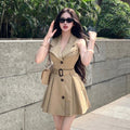 Khaki Dress-style Coat Belted Trench Coat