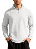 Business-casual Mens Loose-fit Jacquard Crew-neck Half-zip Hoodie With Small Square Patterns