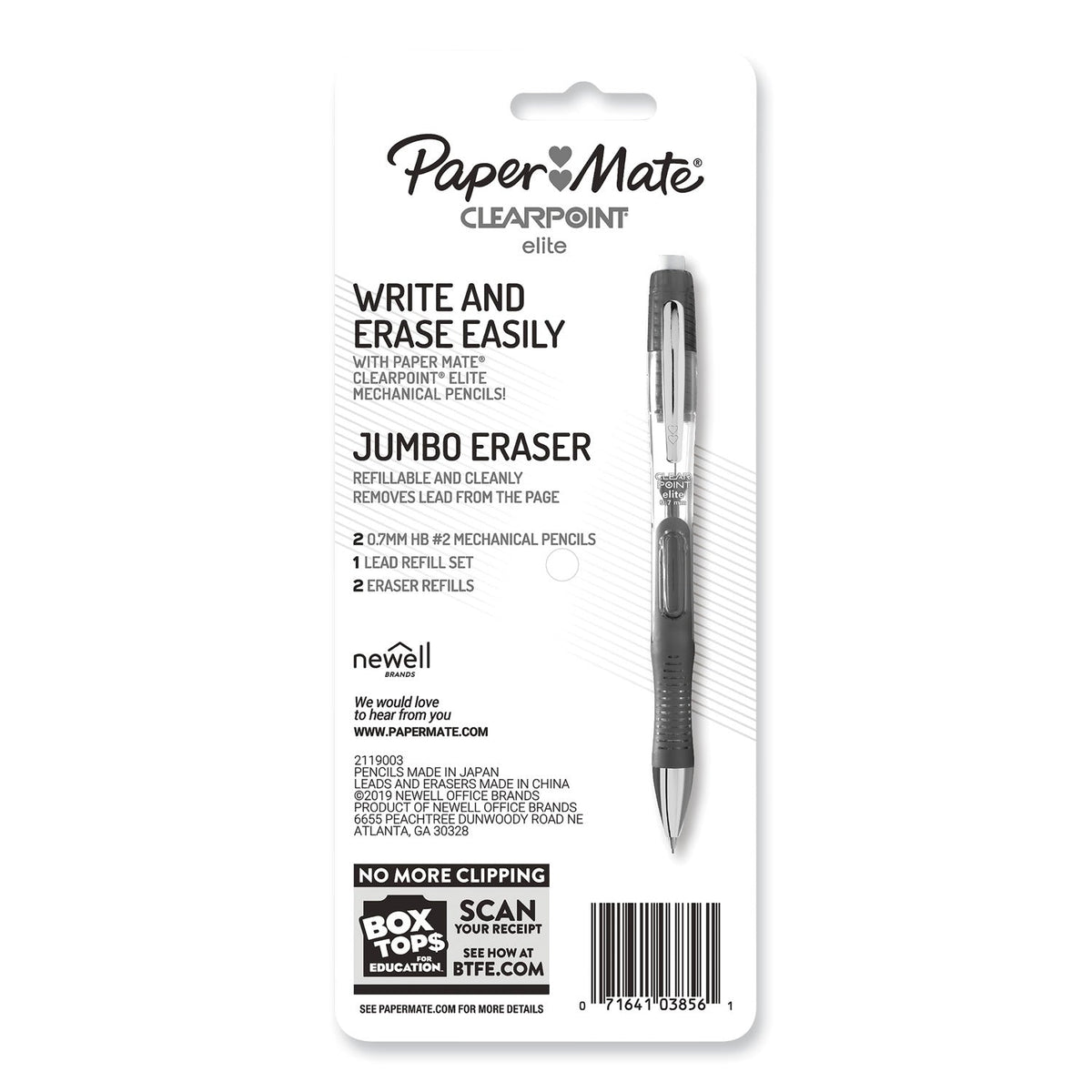 Paper Mate Clearpoint Elite Mechanical Pencils, 0.7 mm, HB (#2), Black Lead, Blue and Green Barrels, 2/Pack