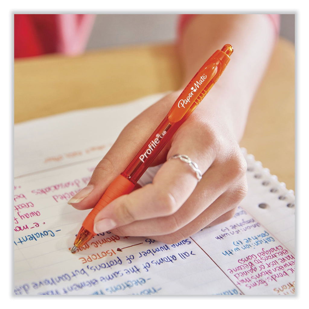 Paper Mate Profile Ballpoint Pen, Retractable, Bold 1.4 mm, Blue Ink, Blue Barrel, 36/Pack