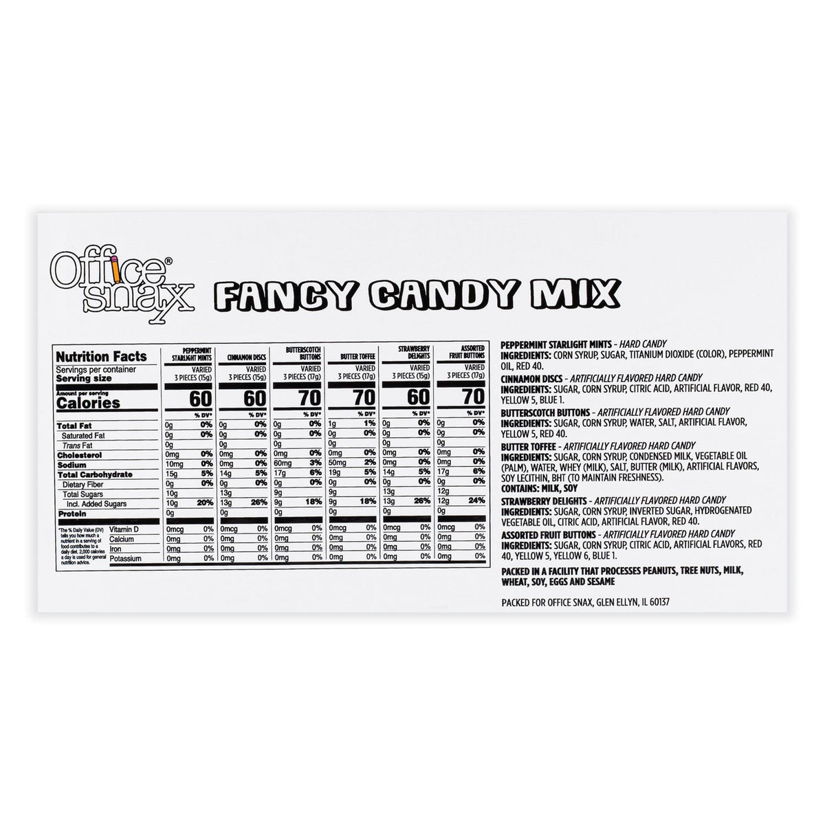 Office Snax Candy Assortments, Fancy Candy Mix, 1 lb Bag
