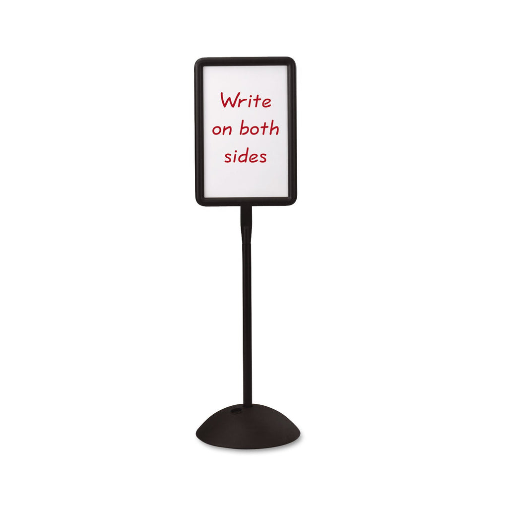 Safco Double Sided Sign, Magnetic/Dry Erase Steel, 18 x 18, White, Black Frame