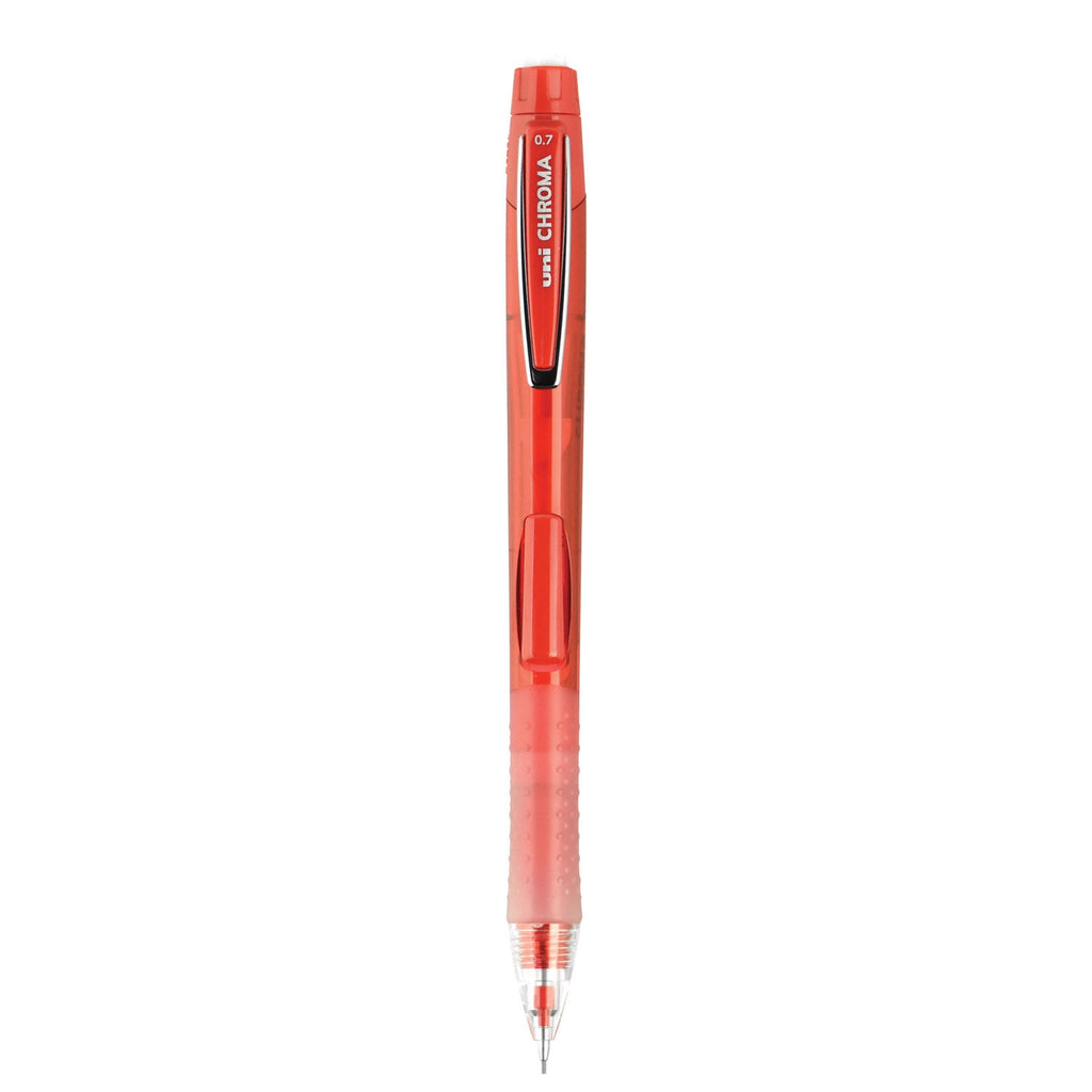 uniball Chroma Mechanical Pencil, 0.7 mm, HB (#2), Black Lead, Red Barrel, Dozen