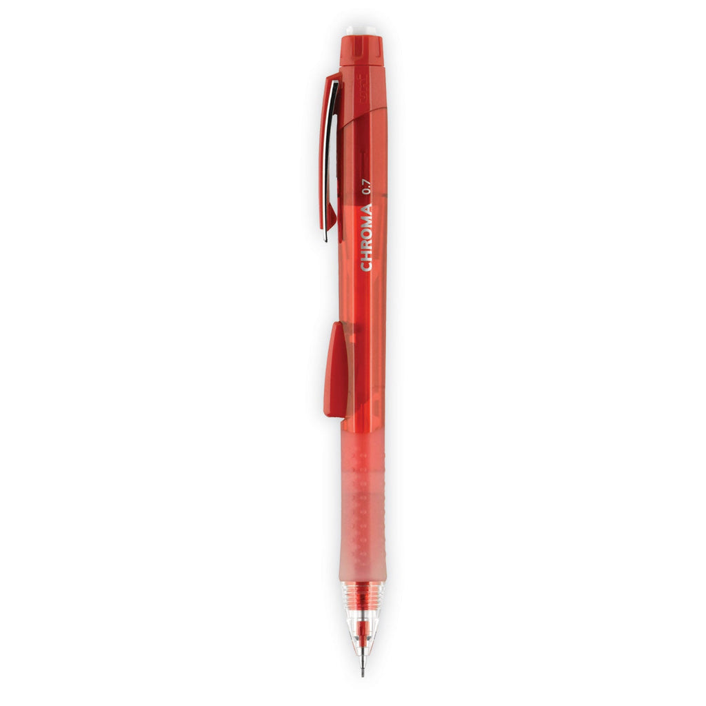 uniball Chroma Mechanical Pencil, 0.7 mm, HB (#2), Black Lead, Red Barrel, Dozen