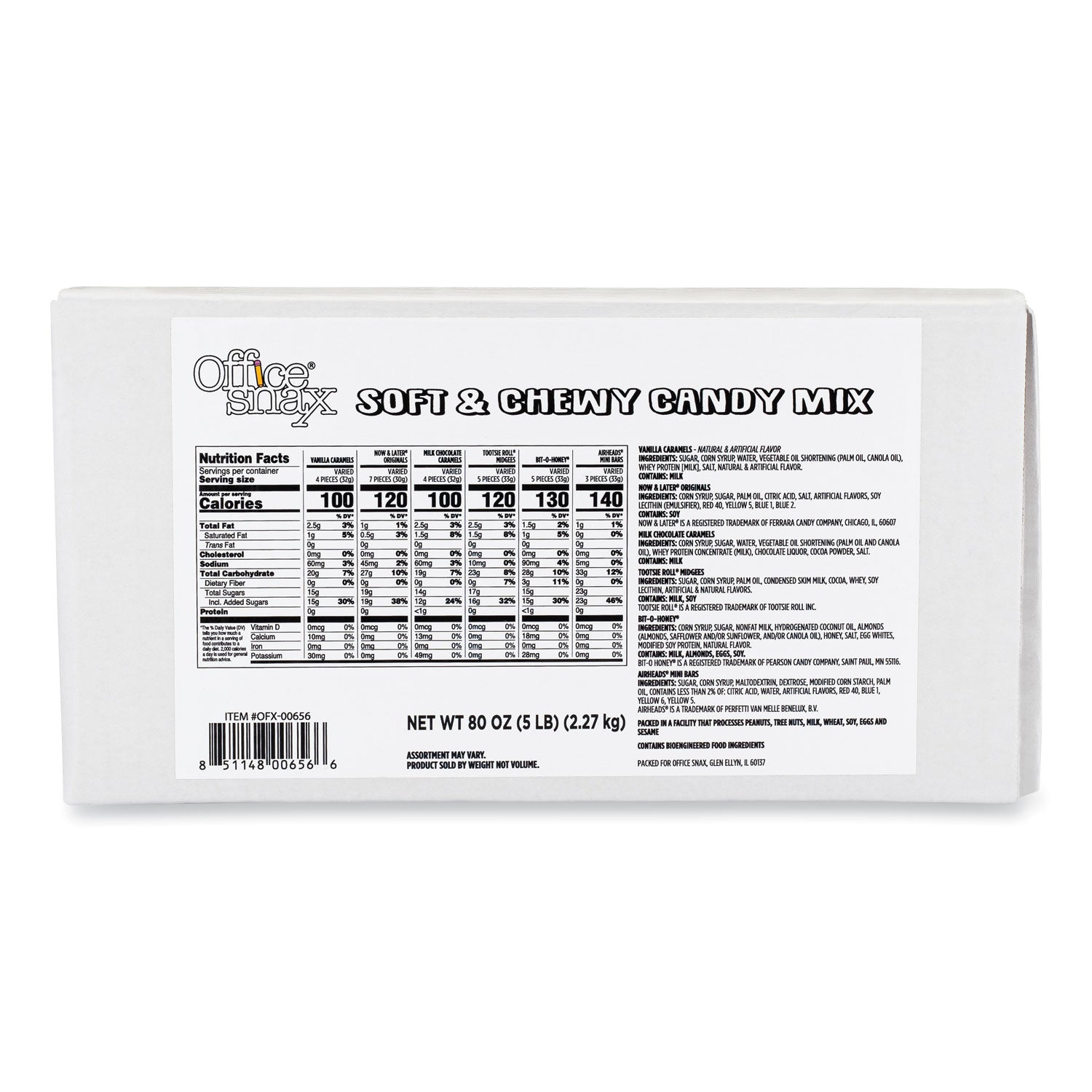 Office Snax Candy Assortments, Soft and Chewy Candy Mix, 5 lb Carton