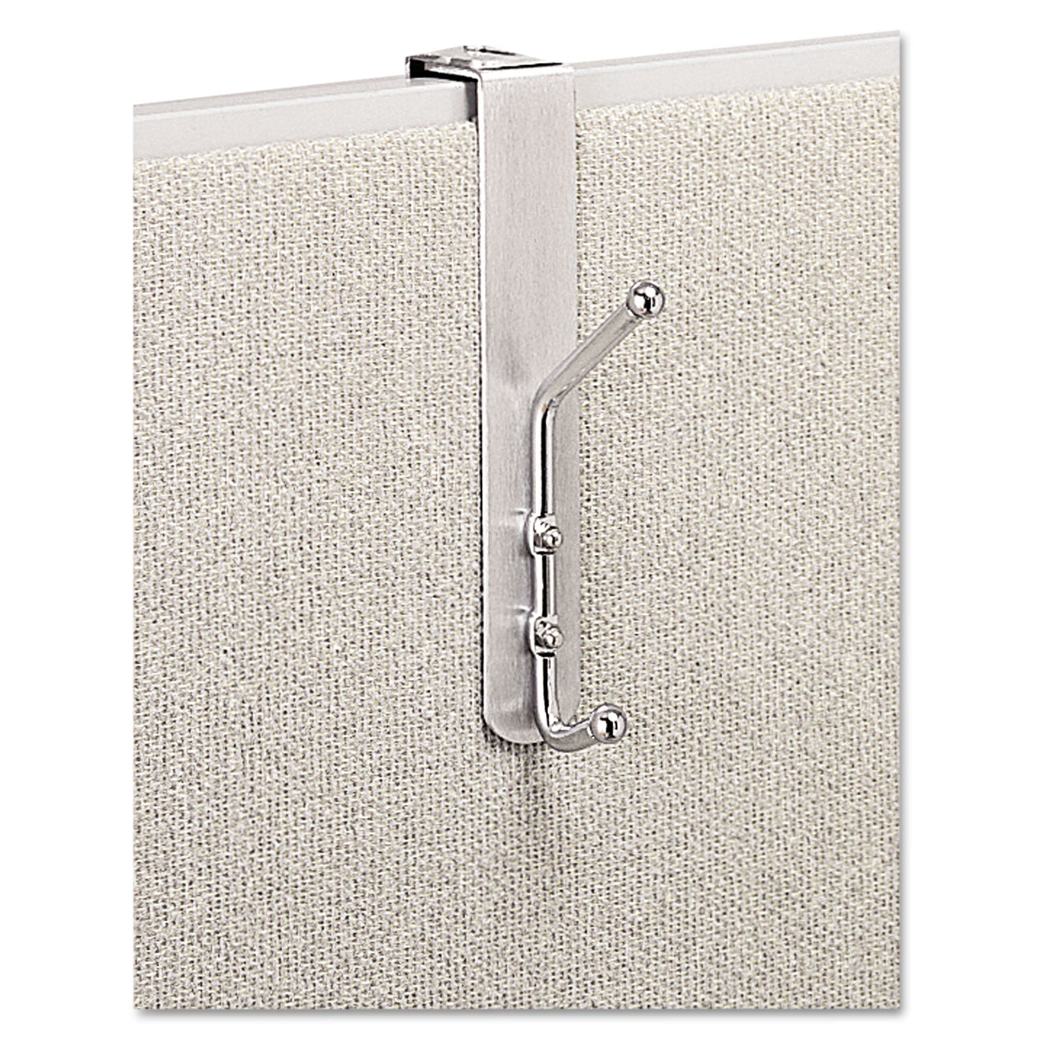 Safco Over-The-Panel Double-Garment Hook, Satin Aluminum/Chrome