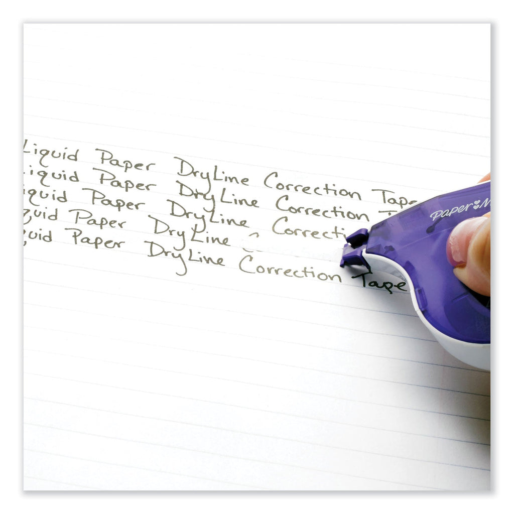 Paper Mate DryLine Correction Tape, Non-Refillable, Green/Purple Applicators, 0.17" x 472", 2/Pack