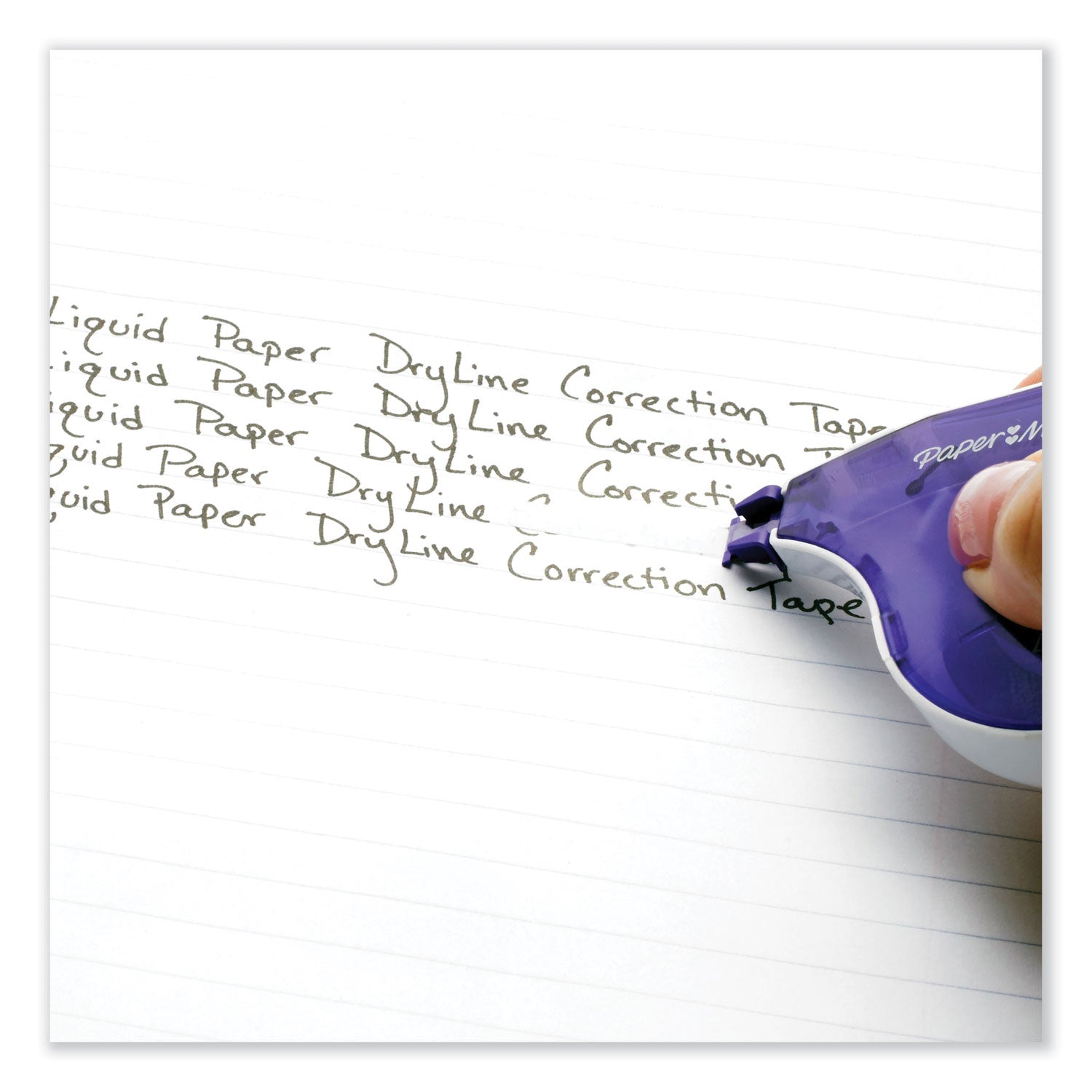 Paper Mate DryLine Correction Tape, Non-Refillable, Green/Purple Applicators, 0.17" x 472", 2/Pack