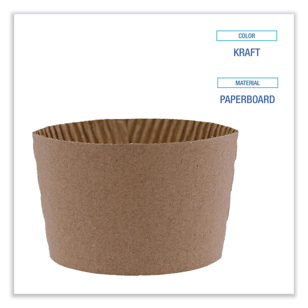 Boardwalk Cup Sleeves, Fits 10 oz to 20 oz Hot Cups, Kraft, 1,200/Carton