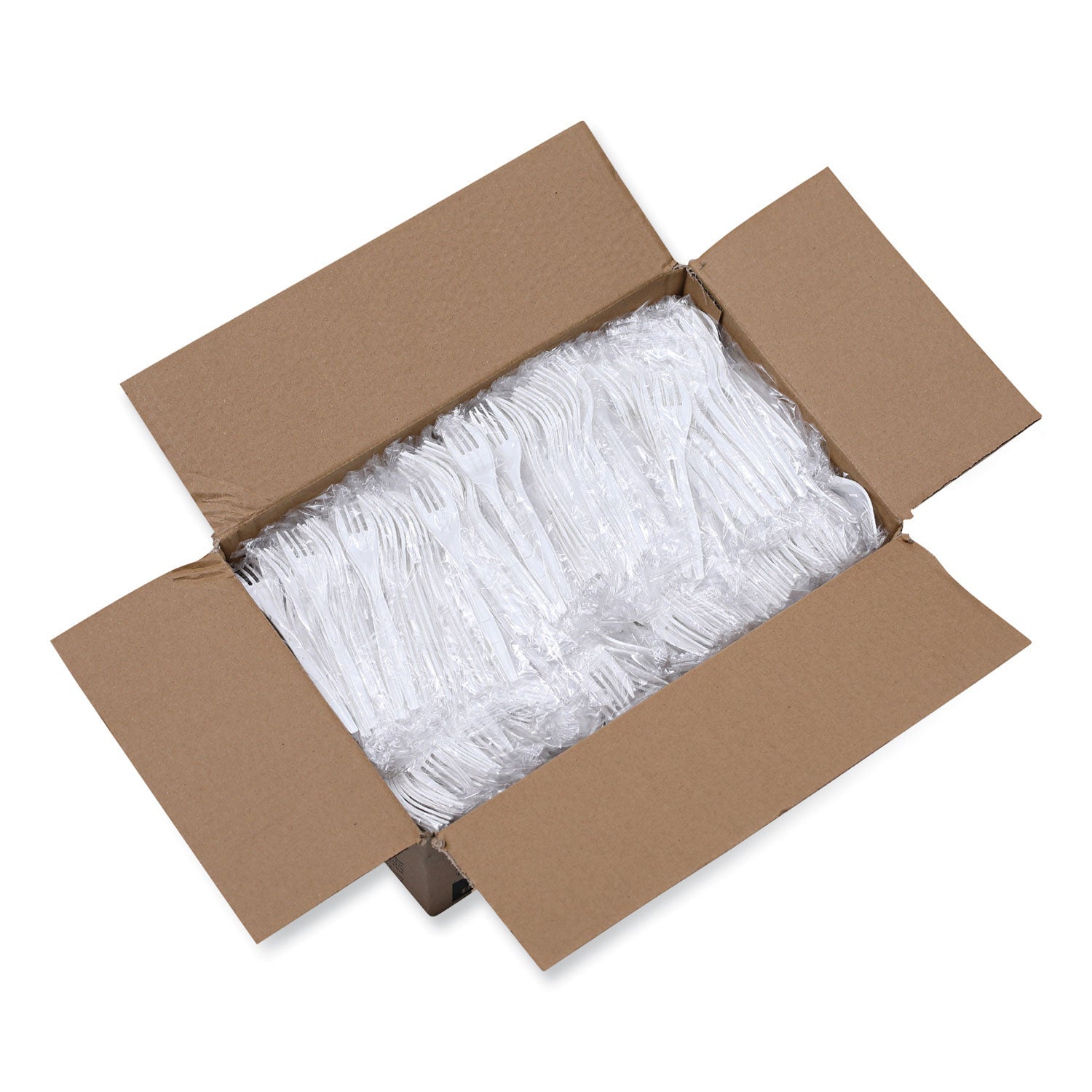 Boardwalk Mediumweight Wrapped Polypropylene Cutlery, Fork, White, 1000/Carton