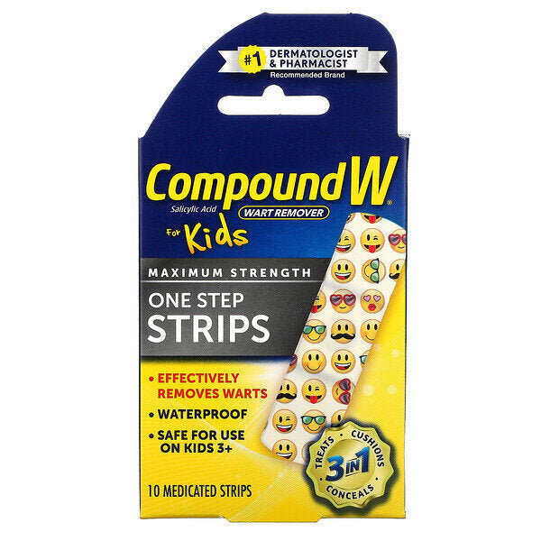 Compound W One Step Wart Remover - Maximum Strength 40% Salicylic Acid, 10 Medicated Adhesive Patches