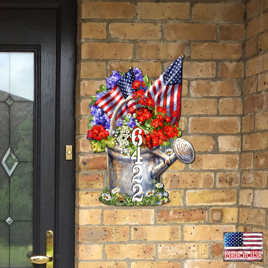 American Flag Summer Bouquet Personalized House Number by Gelsinger - American Patriotic Decor - Address Sign - MA8461040-1711