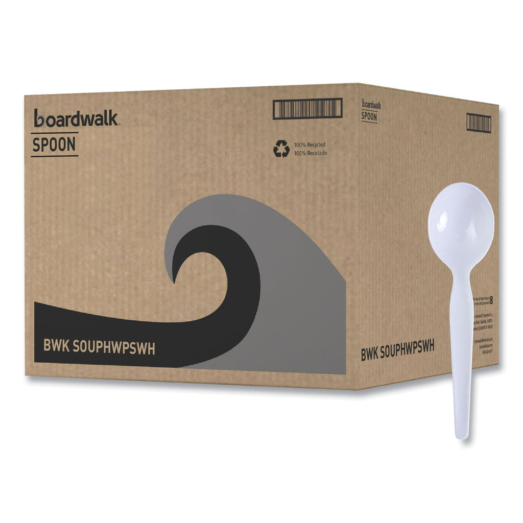 Boardwalk Heavyweight Polystyrene Cutlery, Soup Spoon, White, 1000/Carton