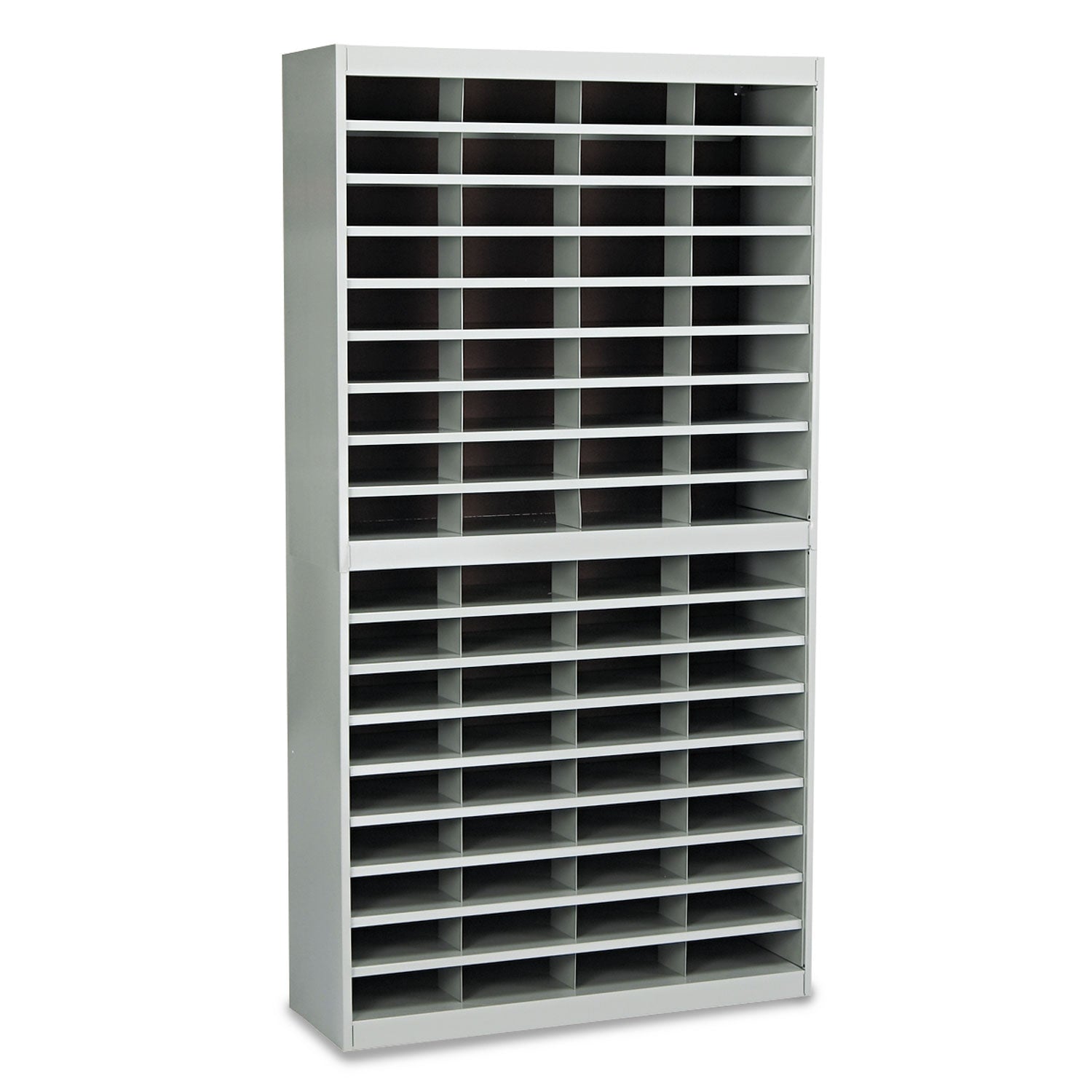 Safco Steel/Fiberboard E-Z Stor Sorter, 72 Compartments, 37.5 x 12.75 x 71, Gray