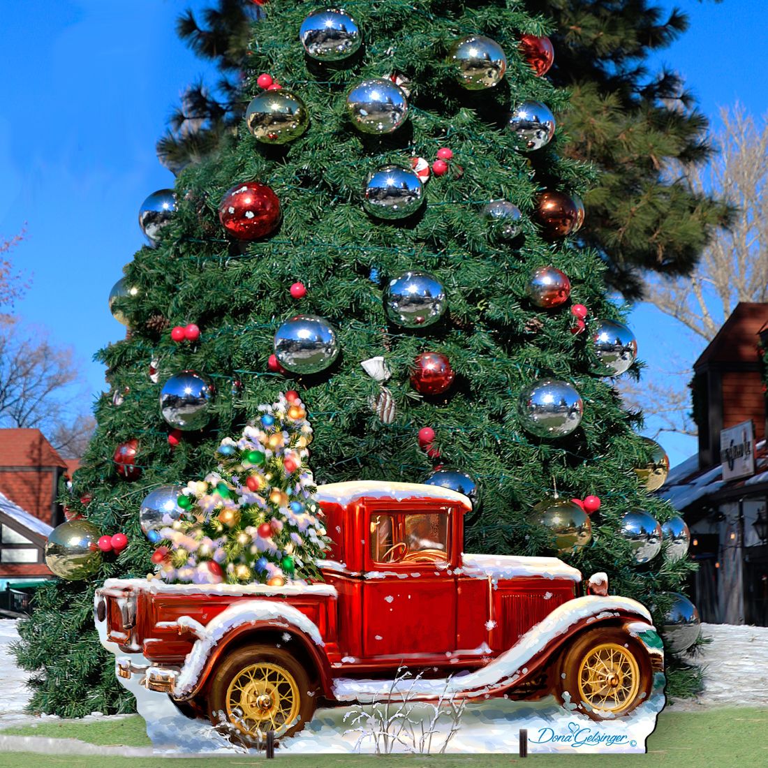 Old Fashion Truck Christmas Outdoor Yard Sign by D. Gelsinger - Christmas Santa Snowman Décor - 8461039F-1701
