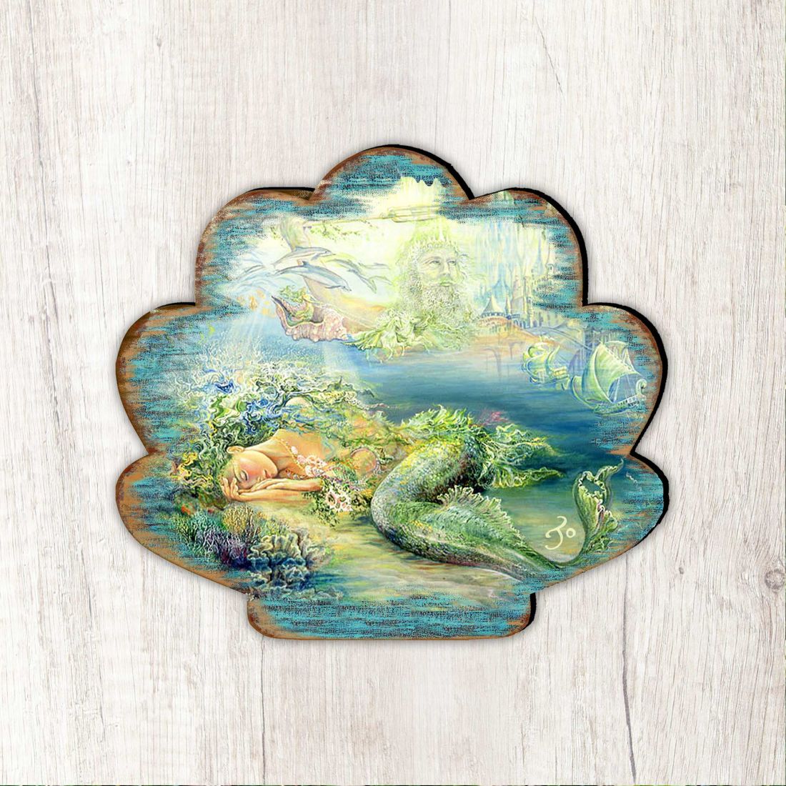 Dreams of Atlantis Coastal Outdoor Décor Large Ornament by Josephine Wall - Coastal Sea-Life Décor - 8472102M-JW