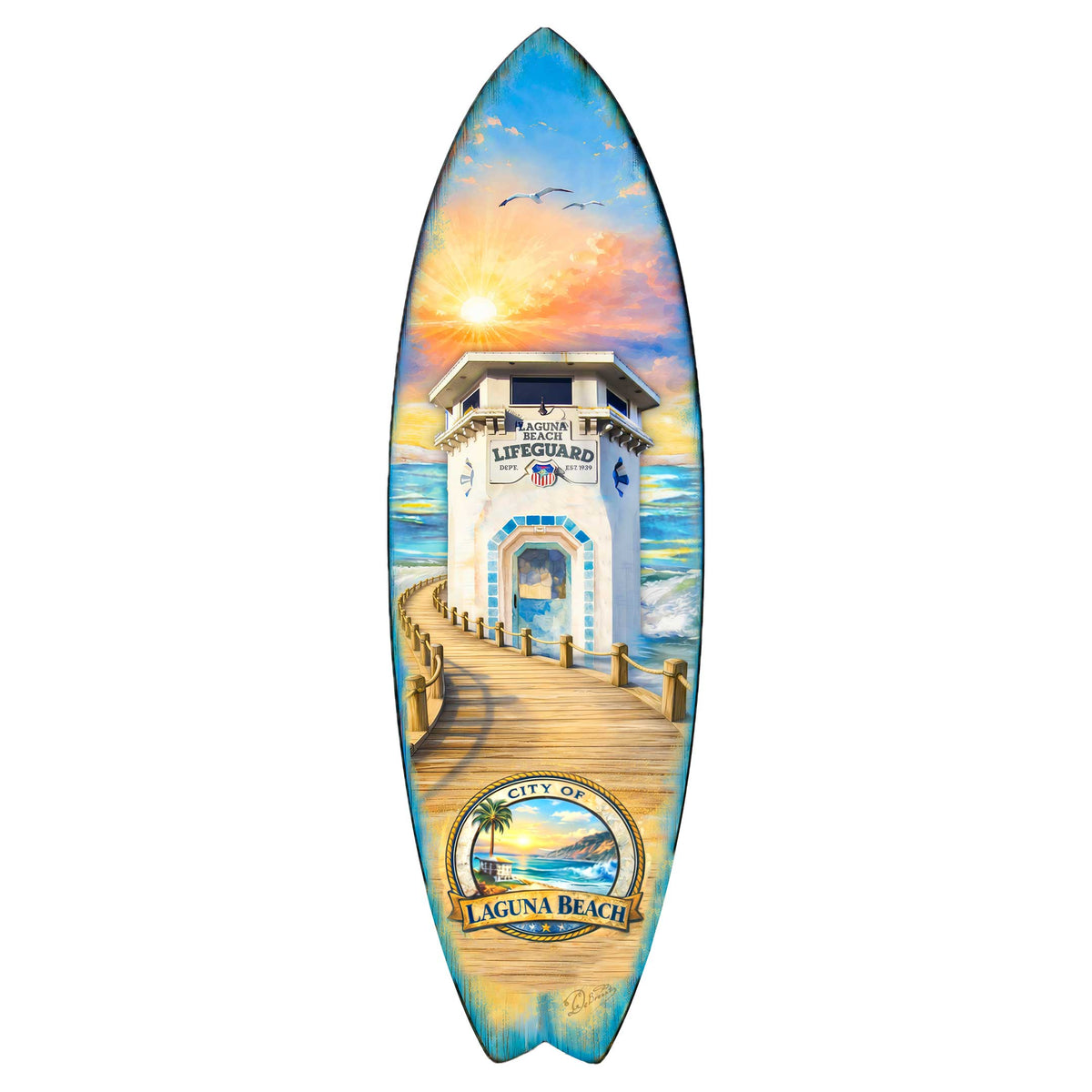 Laguna Beach Surfboard Wall Art – Handcrafted Coastal Decor by G.DeBrekht – Beach House Accent for Indoor & Outdoor – 8490161HS