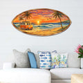 Sunset Beach Van Surfboard Wall Art – Handcrafted Coastal Wooden Decor by G.DeBrekht – Beach House Ocean Decor – 8490166HS