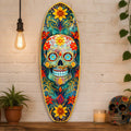 Day of the Dead Skull Surfboard Wall Art - Handcrafted Coastal Wooden Decor by G.DeBrekht – 8490167HS