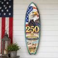 250 Years of Freedom Surfboard Wall Art – Patriotic Home Decor - Handcrafted Coastal Wooden Decor by G.DeBrekht – 8490171HS