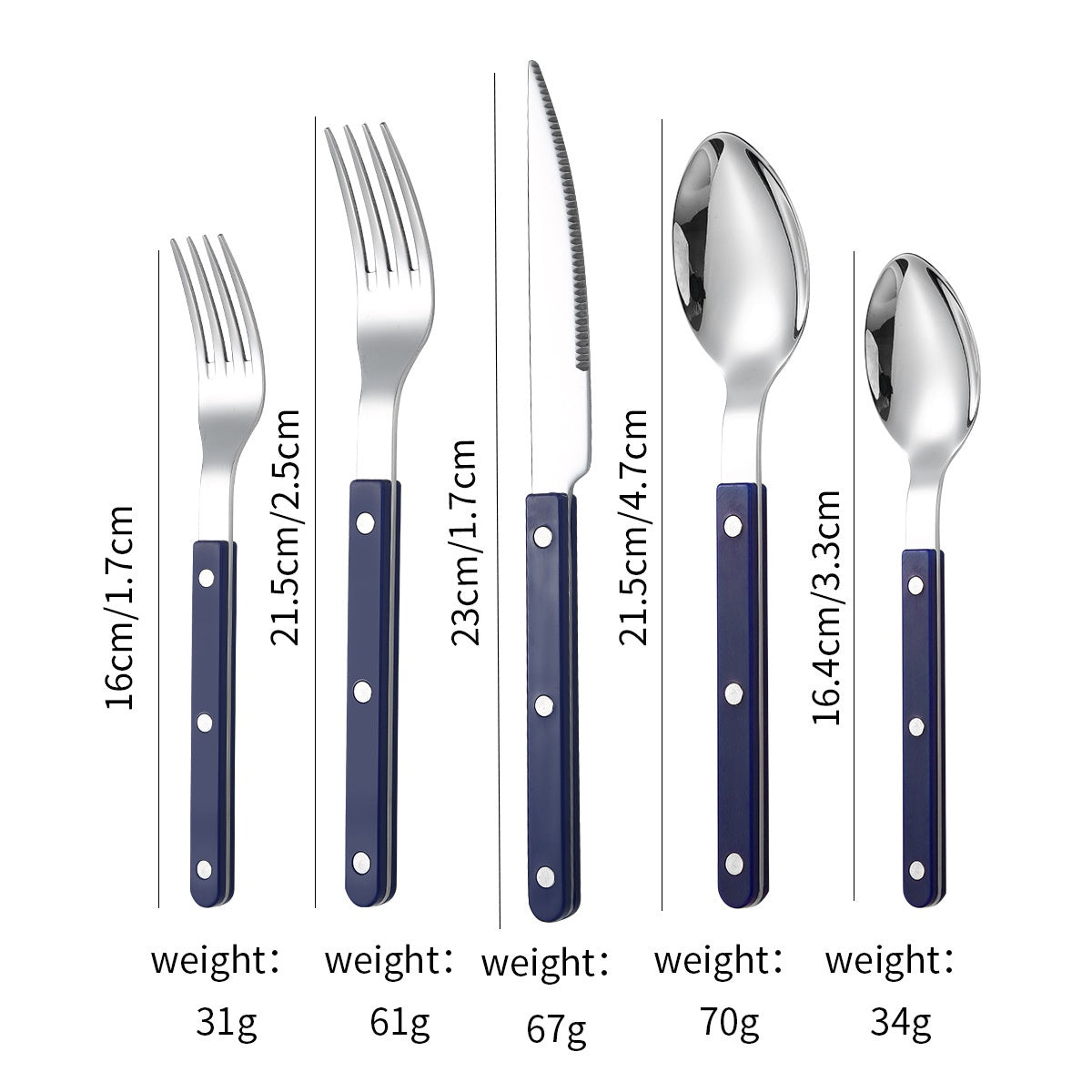 French Rivet ABS Handle Hotel Western Tableware Steak Knife Butter Knife Set
