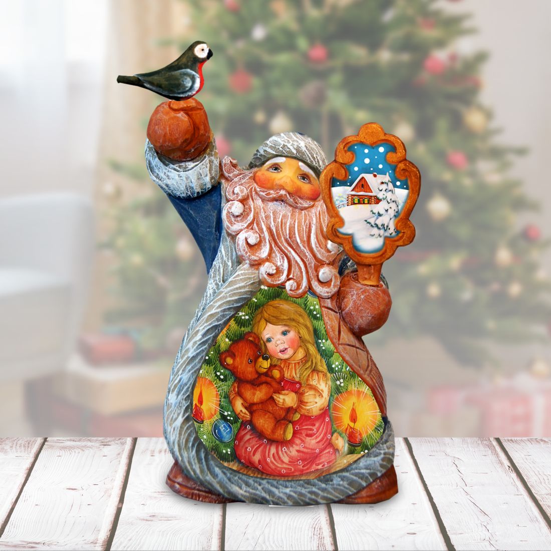 Early Friends Tiny Tale Santa Christmas Figurine by G. DeBrekht - Christmas Santa Snowman Decor - 561638