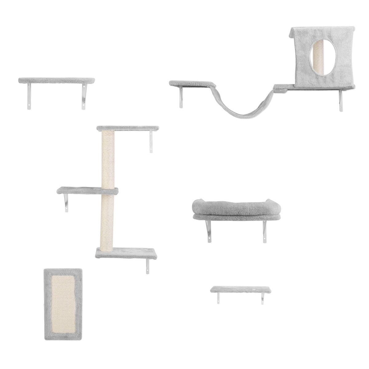 6-Piece Cat Wall Shelves Set – Shelves, Houses & Scratching Post